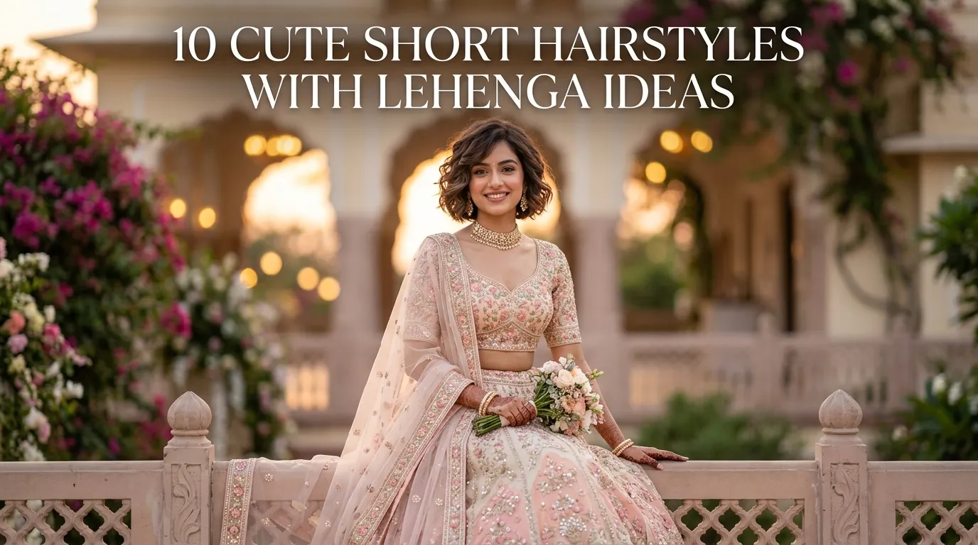 10 Cute Short Hairstyles With Lehenga Ideas