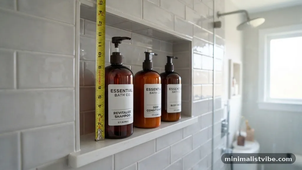 Calculate Necessary Vertical Clearance - Can a Shower Niche Fit Tall 32-Ounce Shampoo Pump Bottles?