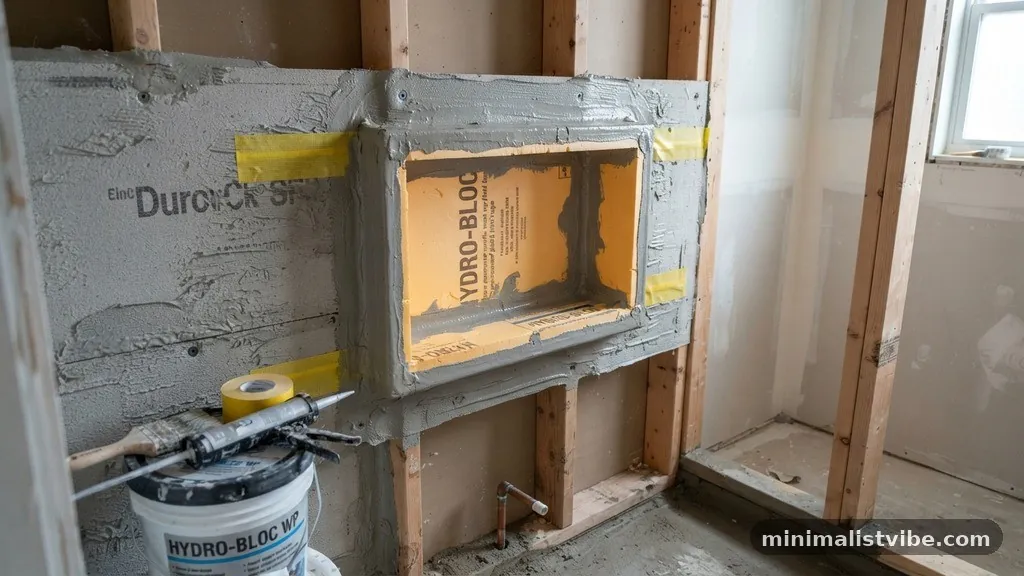 Integrating the Niche with Wall Waterproofing - How to Waterproof Behind a Pre-Fab Foam Shower Niche Insert